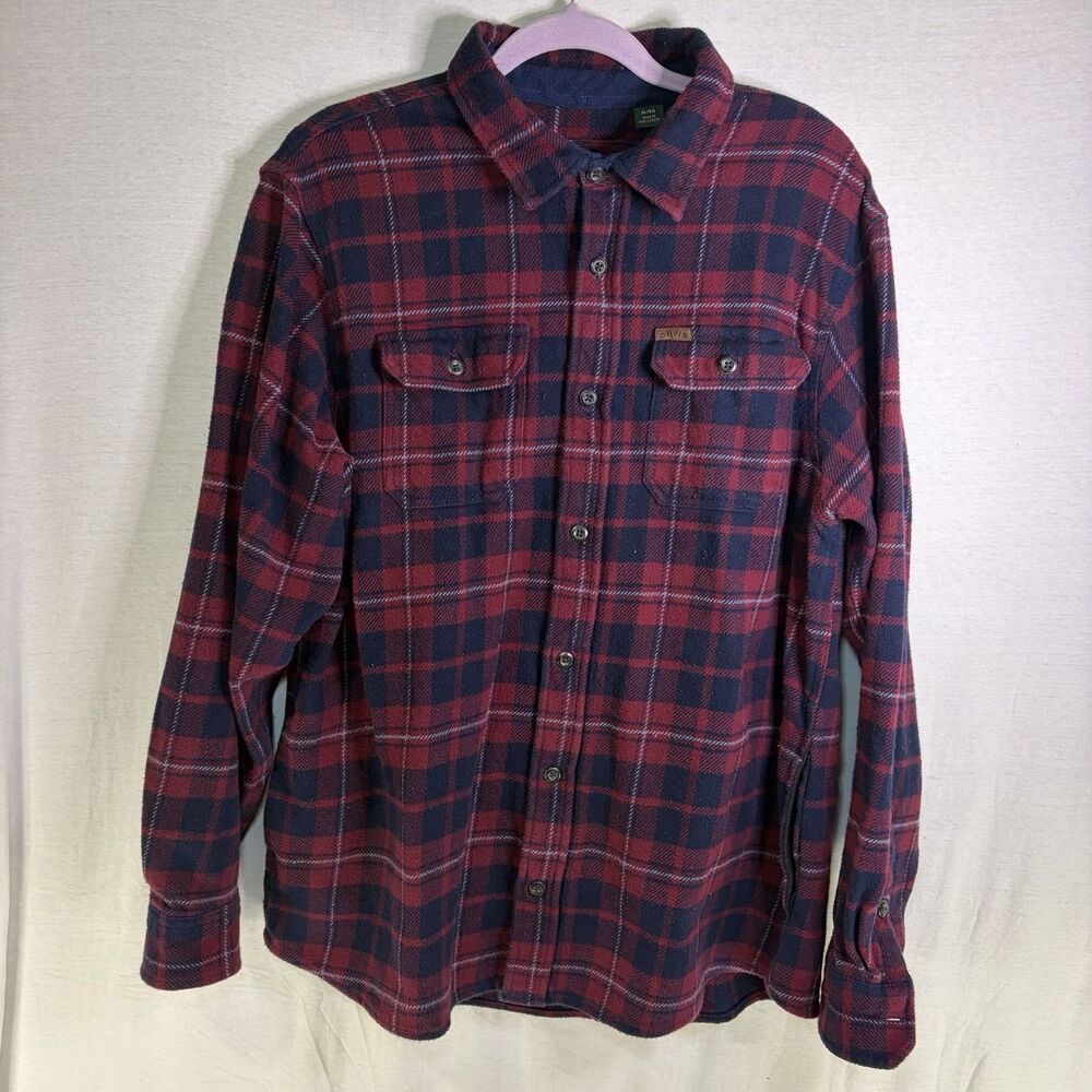 Orvis Big Bear Heavyweight Flannel Shirt Jacket Mens XLarge Red Plaid Flannel